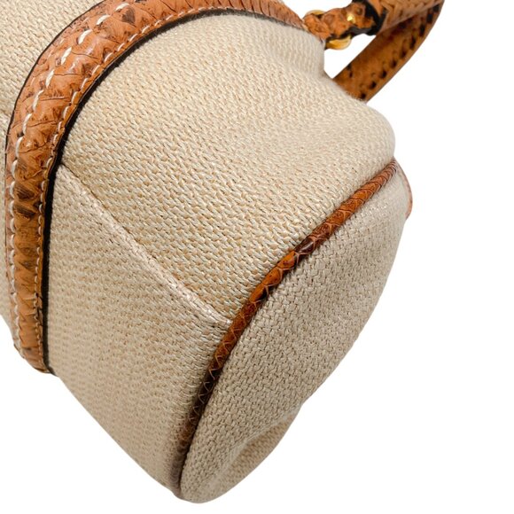 Christian Dior Beige Canvas Small My Dior Satchel with Python Leather - Picture 7 of 10